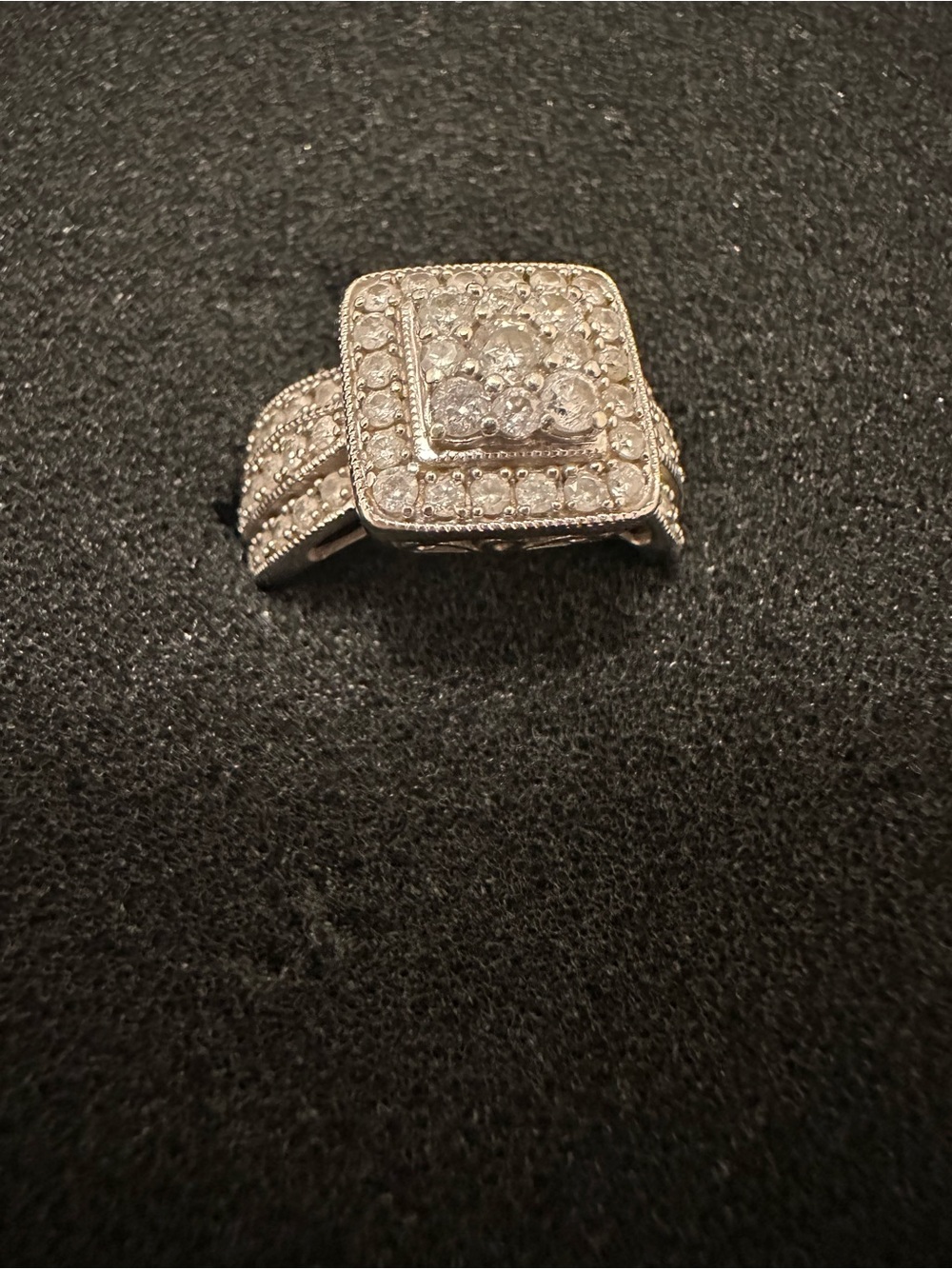Modern Bridge White Diamond lab grown 10K Gold Side Stone Halo Ring. - Picture 6 of 12